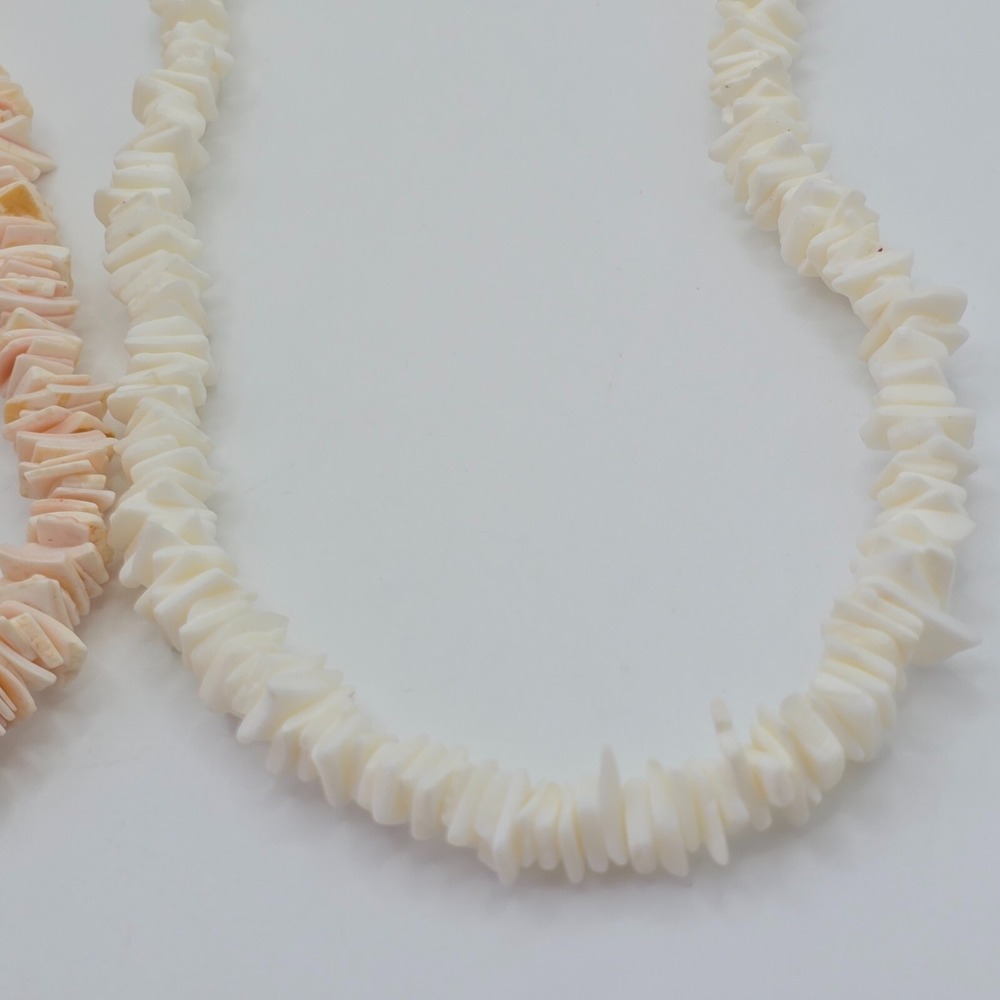Hawaiian Style Shell Necklace Lot of 2 Natural Beads White‎ Peach Beach Boho - Picture 5 of 8